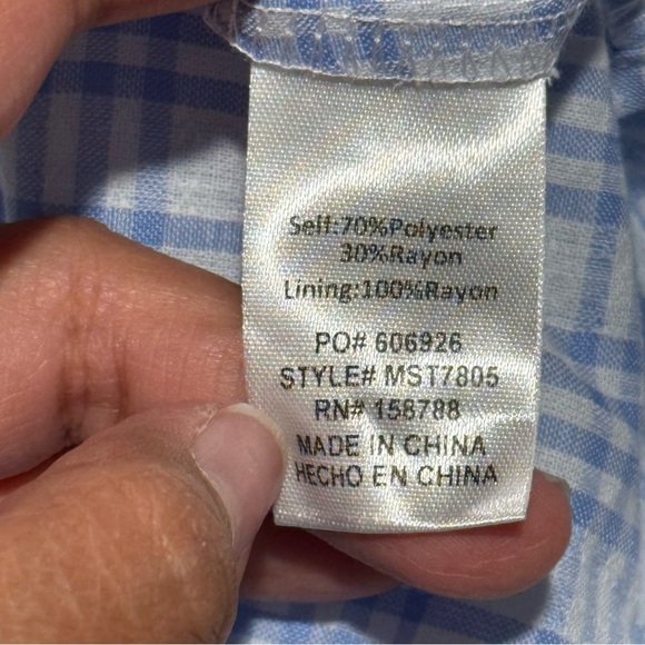 Mable NWT Small Blue Gingham Arleth Stripe Blouse And Shorts Set Puff Sleeve Tie - Picture 6 of 13